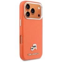 KARL LAGERFELD case for IPHONE 17 Pro Max compatible with MagSafe KLHMP17X6PFKCLO (PU FW W/ K&C Head Pin) orange