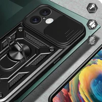 Hybrid Armor Camshield šarvuotas dėklas telefonui iPhone 16 su kameros dangteliu ir stovu - juodas
