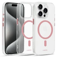 Liavec Blizgus Magnetinis Skaidrus dėklas telefonui Iphone 15 Pro Max rožinė
