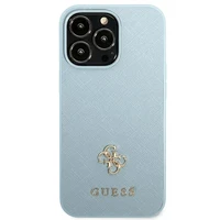 Guess Saffiano 4G Small Metal Logo dėklas telefonui iPhone 13 Pro Max - mėlyna