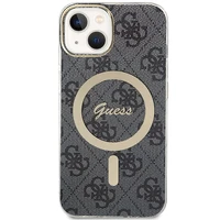 Guess IML 4G magnetinis dėklas telefonui iPhone 15 - juodas