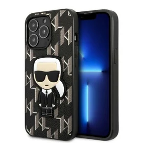 Karl Lagerfeld KLHCP13LPMNIKBK iPhone 13 Pro / 13 6.1" kietas dėklas juodas/juodas Monograma Ikonik pleistras