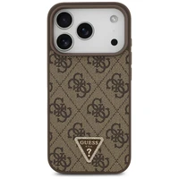 Guess Odinis 4G Trikampio Strass Magnetinis dėklas telefonui iPhone 17 Pro - rudas