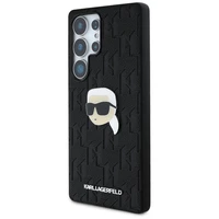 Dėklas Karl Lagerfeld Odinis Monogram Pin Logo Karl Head Samsung Galaxy S25 Ultra juodas