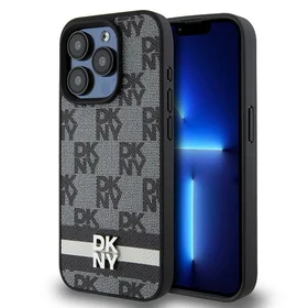 DKNY Odinis languotas mono raštas ir spausdintos juostos dėklas telefonui iPhone 15 Pro - juodas
