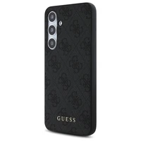 Guess GUHCS24FEG4GFGR S24 FE S721 pilkas/pilkas kietas dėklas 4G Metalinis Auksinis Logotipas