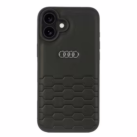 Audi Sintetinės odos iPhone 16 Plus 6.7" juodas/juodas kietas dėklas AU-TPUPCIP16M-GT/D2-BK