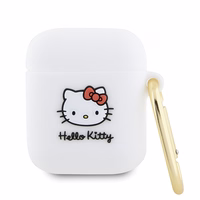 Hello Kitty Silikoninis 3D Kitty galvos dėklas AirPods 1/2 - Balta