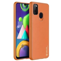Dux Ducis Yolo elegantiškas dėklas iš minkšto TPU ir PU odos skirtas Samsung Galaxy M30s oranžinis