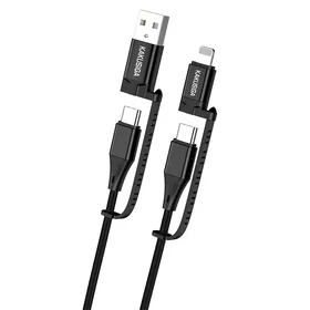 KAKU Kabelis KSC-654 Tuojie 4 in 1 - USB + Type C į Type C + Lightning - 1,2 metrai juodas