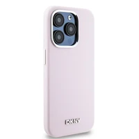 DKNY Liquid Silicone Small Metal Logo MagSafe Dėklas telefonui iPhone 15 Pro - rožinis (m)