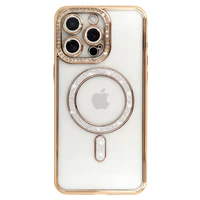 Bling Magsafe dėklas telefonui iPhone 13 auksinis