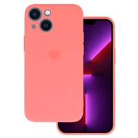 Silikoninis širdies dėklas telefonui Iphone 14 Plus, dizainas 1, koralinis