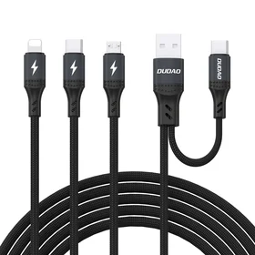 Dudao L3W USB-A/USB-C į Lightning/USB-C/MicroUSB 66W kabelis - juodas