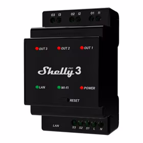 Shelly Pro 3 DIN bėgio 3 kanalų relė, WiFi/LAN