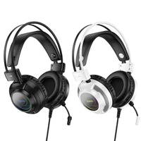 HOCO laidinės ausinės USB A + Jack 3,5 mm su mikrofonu žaidimams W110 2 m baltos