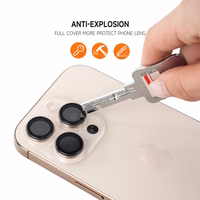 Apsauginis stiklas Tel Protect Titanium Lens 99% AR ant kameros Iphone 14 Pro/14 Pro Max juodas (3 lęšiai)