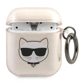 Karl Lagerfeld Glitter Choupette dėklas AirPods 1/2 – auksinis