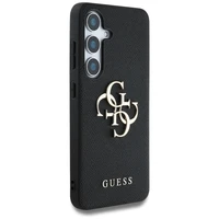 Guess Grained Big 4G Logo Small Classic Logo dėklas telefonui Samsung Galaxy S25 juodas