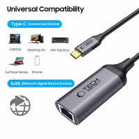 Tech-Protect UltraBoost USB-C į Ethernet RJ45 1000Mbps adapteris - juodas