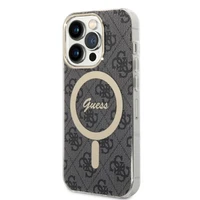 Rinkinys Guess GUBPP14XH4EACSK dėklas + įkroviklis iPhone 14 Pro Max 6.7" juodas/kietas dėklas 4G Spausdinimas Magnetinis