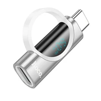 Adapteris USB-C į Lightning Hoco 3A 60W su skaitmenine indikacija UA32A sidabrinis