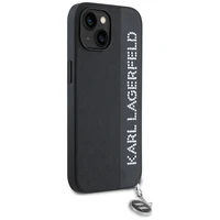 Karl Lagerfeld Saffiano Rhinestones & Charm dėklas telefonui iPhone 15 / 14 / 13 - juodas