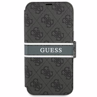 Guess GUBKP13S4GDGR iPhone 13 mini 5.4" pilkas/pilkas knygos tipo dėklas 4G Stripe