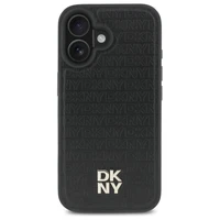 DKNY pasikartojančio rašto logotipo magnetinis dėklas telefonui iPhone 16 - juodas