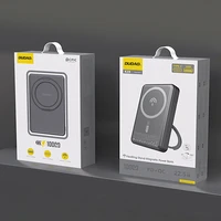 Dudao K28 10000mAh PD 22.5W Magnetinė išorinė baterija su metaliniu dėklu ir žiedo stovu - pilka