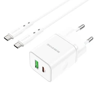 Įkroviklis Borofone BN7 20W USB-C/USB-A + USB-C to USB-C cable 1.0m baltas