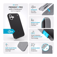 Speck Presidio2 Pro ClickLock & MagSafe - iPhone 16 Plus dėklas (juodas / Slate pilkas / baltas)