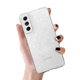 Crystal Glitter dėklas telefonui Samsung Galaxy S21 FE sidabrinis