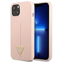 Guess GUHCP13MSLTGP iPhone 13 6.1" rožinis kietas dėklas silikoninis trikampis
