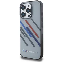 BMW Motosport IML atsitiktinės juostos iPhone 16 Pro Max dėklas - pilkas