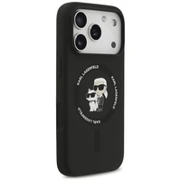 Karl Lagerfeld Silikoninis Karl&Choupette Žiedinis Magnetinis dėklas telefonui iPhone 17 Pro Max - juoda