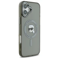 Karl Lagerfeld IML Metal Karl Head Magnetinis iPhone 16 Plus dėklas - juodas
