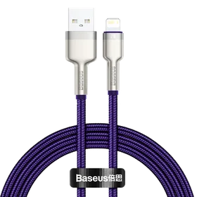USB laidas "Lightning Baseus Cafule", 2,4 A, 1 m (violetinis)