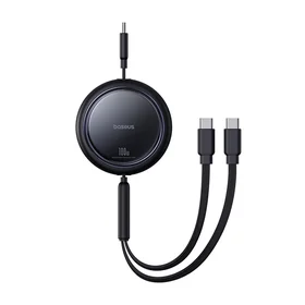 Baseus Bright Mirror Series USB-C ištraukiamas kabelis - 2 x USB-C 100W 1m - juodas