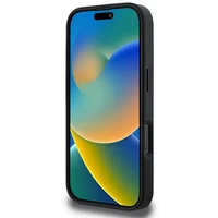 DKNY Dėklas telefonui iPhone 16 Pro su patikrintu raštu ir spausdintomis juostelėmis - juodas