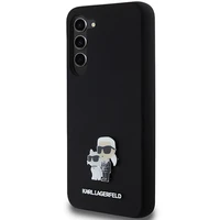 Karl Lagerfeld silikoninis Karl&Choupette metalinis smeigtukas dėklas telefonui Samsung Galaxy S23+ - juodas