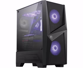 MSI MAG FORGE 100M „Midi Tower“ Juoda, Permatomas