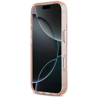 Karl Lagerfeld IML blizgantis Karl & Choupette galvų logotipo magnetinis dėklas telefonui iPhone 17 Pro - rožinis