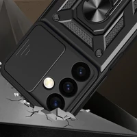 Hybrid Armor Camshield šarvuotas dėklas telefonui Samsung Galaxy S24+ su kameros dangteliu - juodas