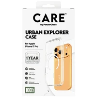 CARE by PanzerGlass Flagship Urban Explorer dėklas telefonui su baltu magnetiniu MagSafe, skirtas iPhone 17 Pro – skaidrus
