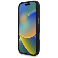 Karl Lagerfeld Saffiano pilnai aptrauktas pailgo metalinio logotipo magnetinis dėklas telefonui iPhone 16 - juodas