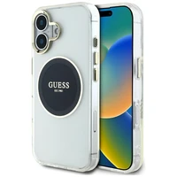 Guess IML Metal Colored Circle Classic Logo Magnetinis dėklas telefonui iPhone 16 - juodas