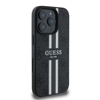 Guess 4G dryžuotas magnetinis dėklas telefonui iPhone 16 Pro Max - juoda