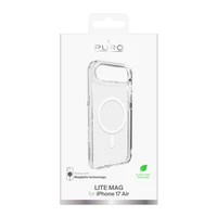 Puro Lite Mag TPU+PC magnetinis dėklas telefonui iPhone 17 Air - permatomas su baltu žiedu