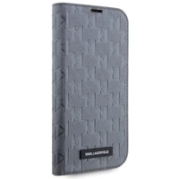 Karl Lagerfeld KLBKP14LSAKLHPG iPhone 14 Pro 6.1" knygos dėklas sidabrinis/sidabrinis Saffiano Monogram